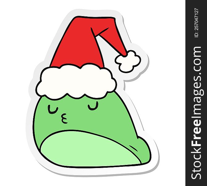 hand drawn christmas sticker cartoon of kawaii slug