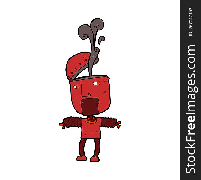 Funny Cartoon Robot With Open Head
