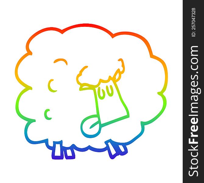 rainbow gradient line drawing of a cartoon funny sheep
