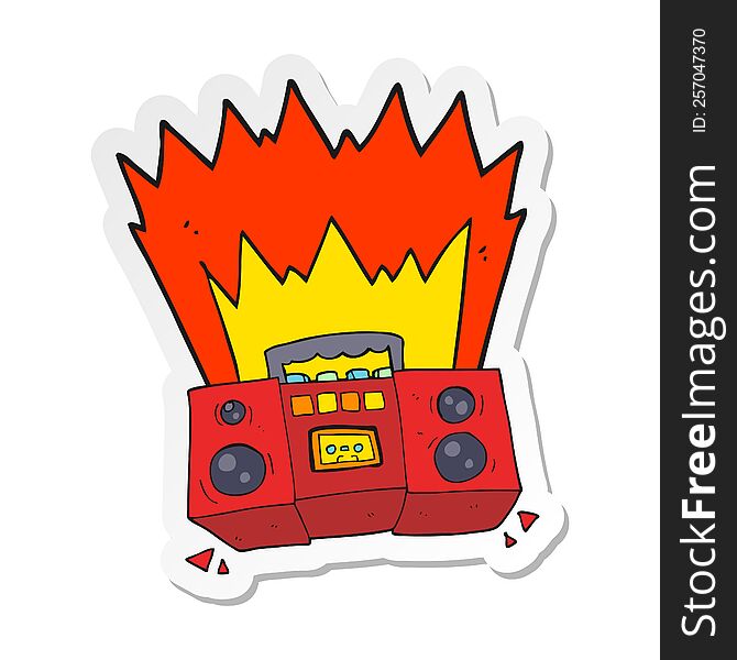 Sticker Of A Cartoon Boom Box