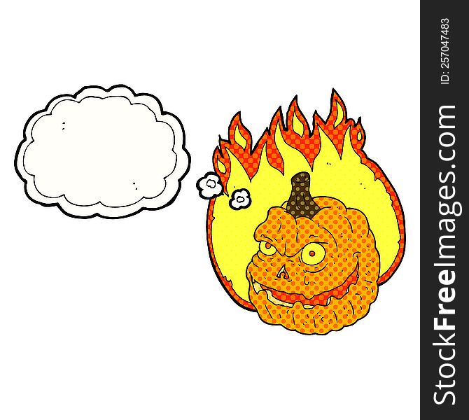 Thought Bubble Cartoon Spooky Pumpkin