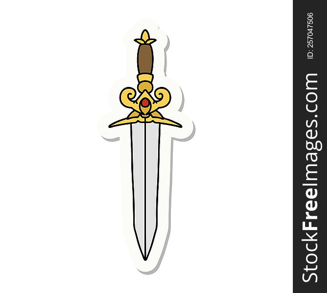 sticker of tattoo in traditional style of a dagger. sticker of tattoo in traditional style of a dagger