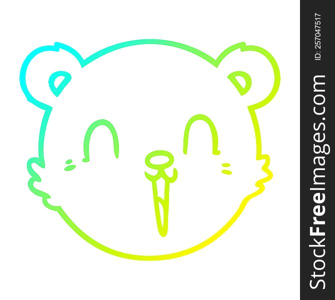 cold gradient line drawing of a cute cartoon teddy bear face