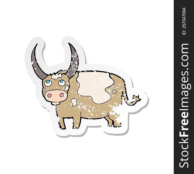 retro distressed sticker of a cartoon cow