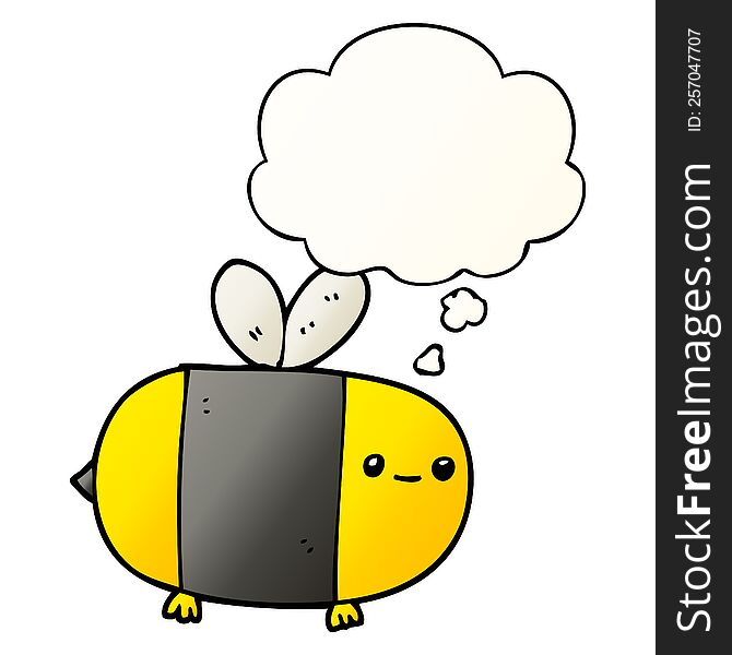 cute cartoon bee and thought bubble in smooth gradient style