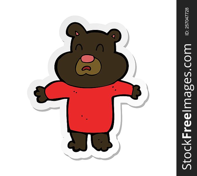 Sticker Of A Cartoon Unhappy Black Bear