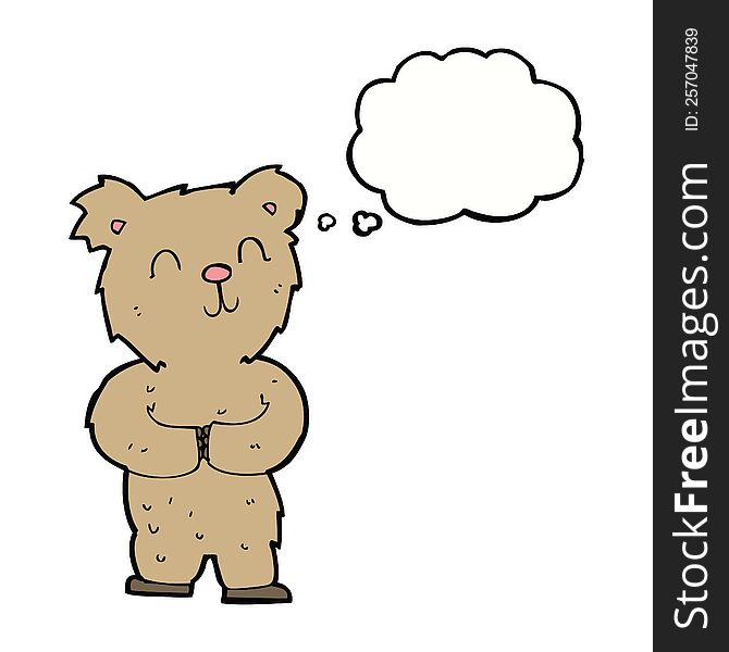 cartoon happy little bear with thought bubble