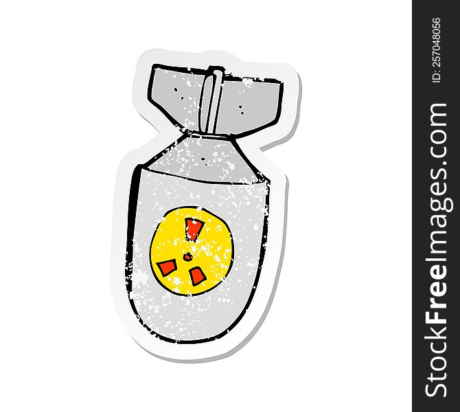 retro distressed sticker of a cartoon atom bomb