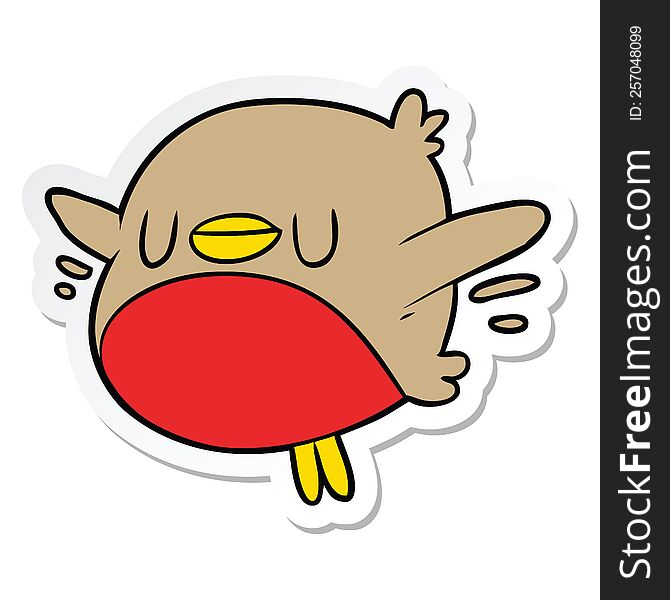 Sticker Of A Cartoon Christmas Robin