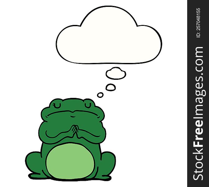 cartoon arrogant frog with thought bubble. cartoon arrogant frog with thought bubble