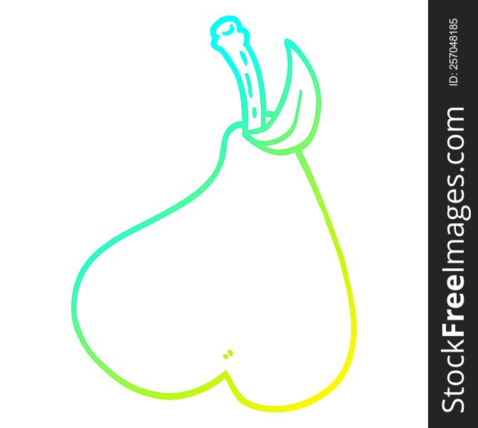 cold gradient line drawing of a cartoon healthy pear