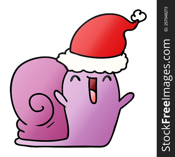Christmas Gradient Cartoon Of Kawaii Snail