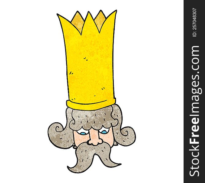 freehand textured cartoon king with huge crown