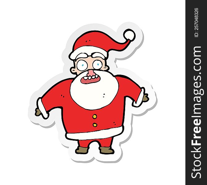 Sticker Of A Cartoon Shocked Santa Claus