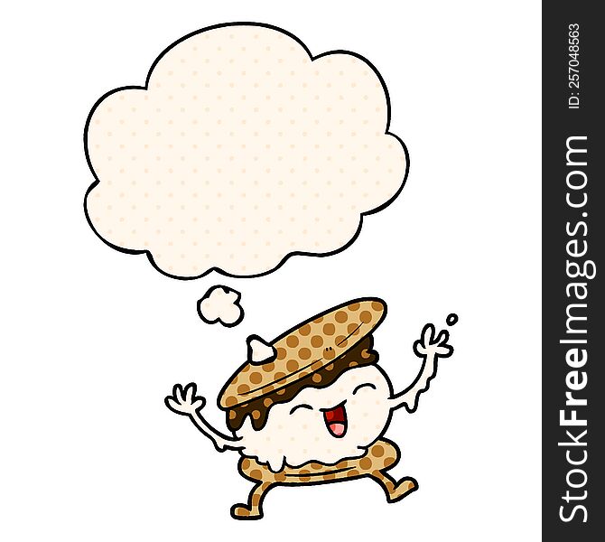 smore cartoon with thought bubble in comic book style