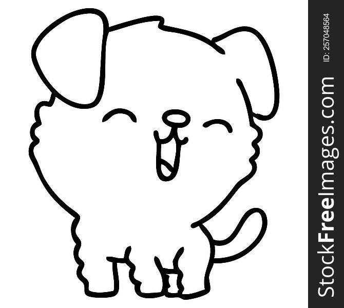 line doodle of a cute happy puppy