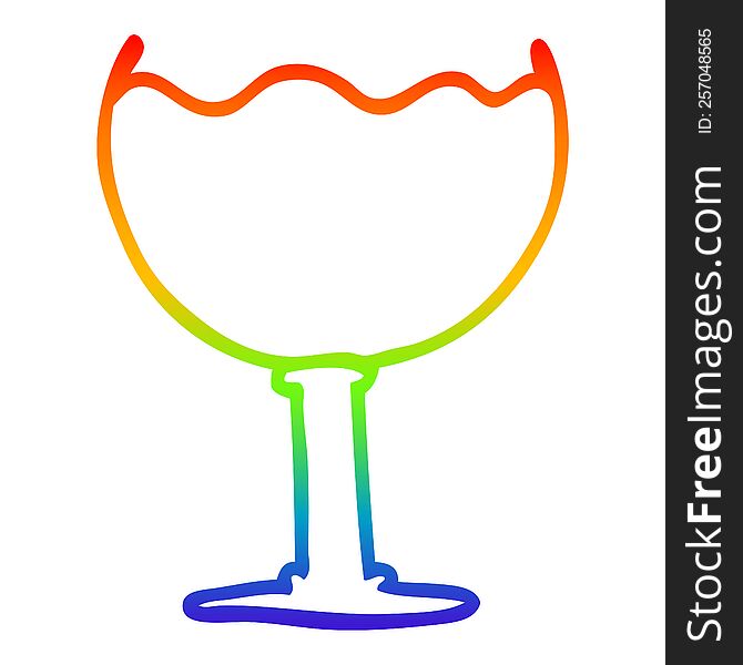 Rainbow Gradient Line Drawing Cartoon Glass Of Wine
