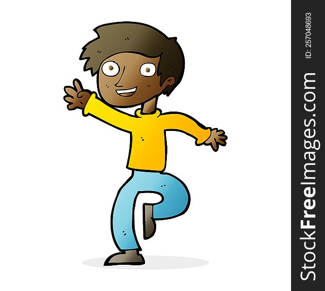 Cartoon Excited Boy Dancing