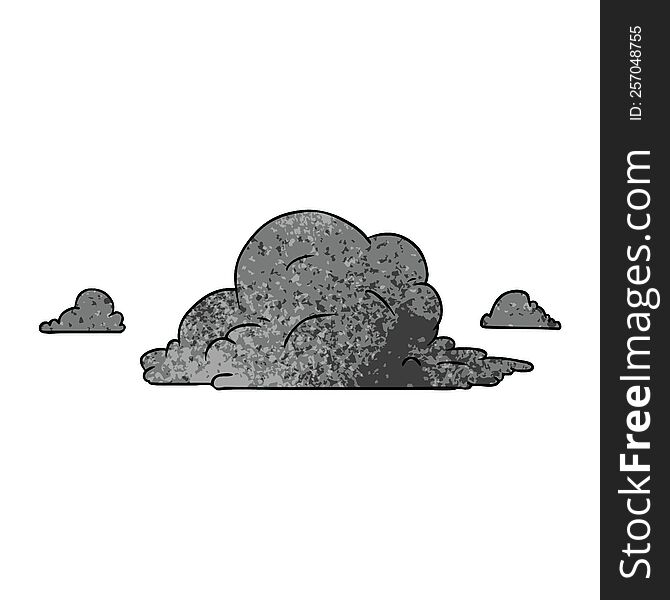 hand drawn textured cartoon doodle of white large clouds