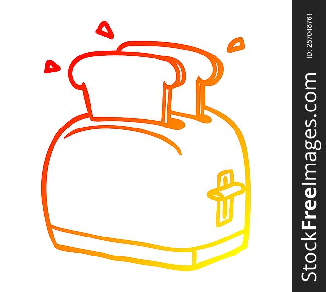 Warm Gradient Line Drawing Toaster Toasting Bread