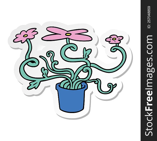 hand drawn sticker cartoon doodle of a flower plant