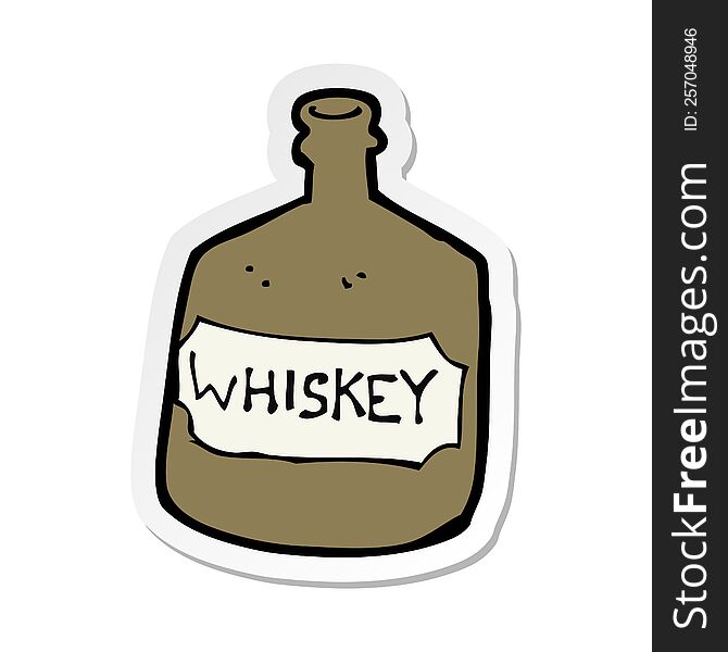 Sticker Of A Cartoon Old Whiskey Bottle