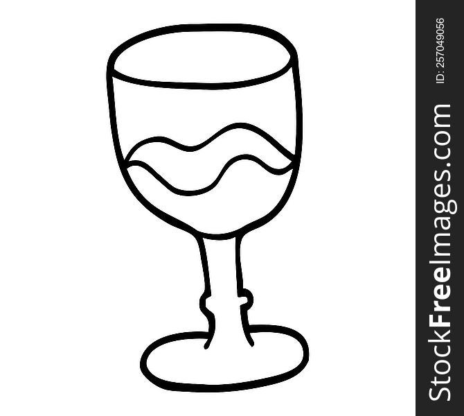 line drawing cartoon glass of red wine