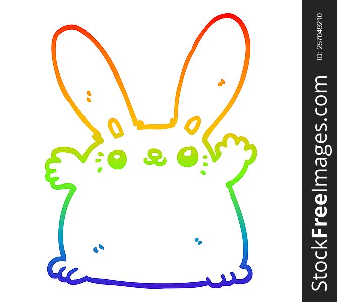 Rainbow Gradient Line Drawing Cartoon Rabbit