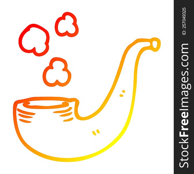 warm gradient line drawing of a cartoon smoking pipe
