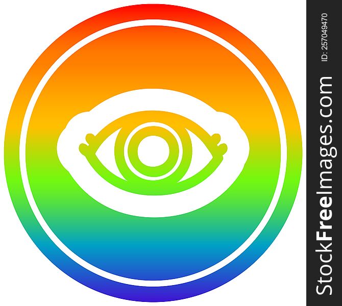 staring eye circular icon with rainbow gradient finish. staring eye circular icon with rainbow gradient finish