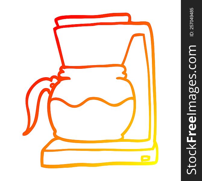 warm gradient line drawing of a cartoon coffee filter machine