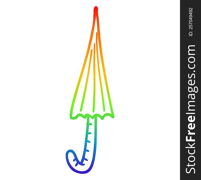 Rainbow Gradient Line Drawing Cartoon Umbrella