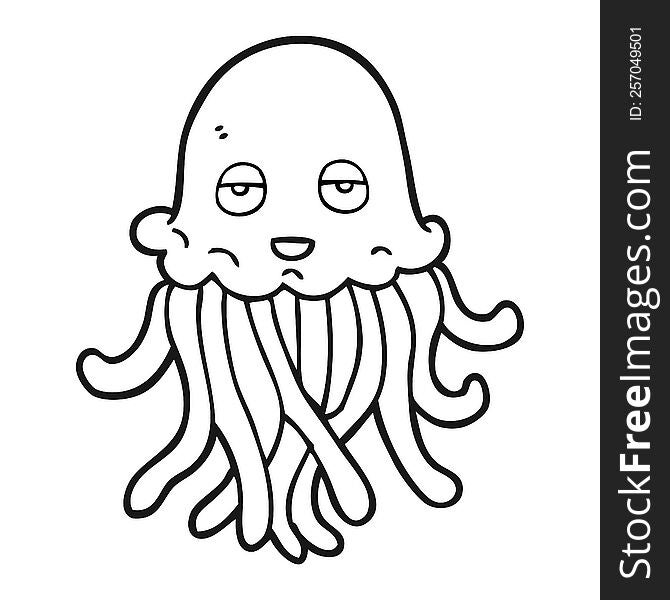Black And White Cartoon Octopus