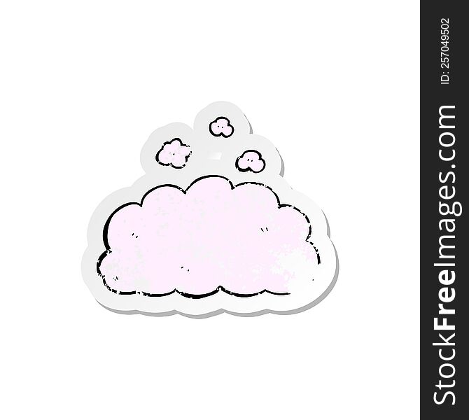 Retro Distressed Sticker Of A Cartoon Fluffy Pink Cloud