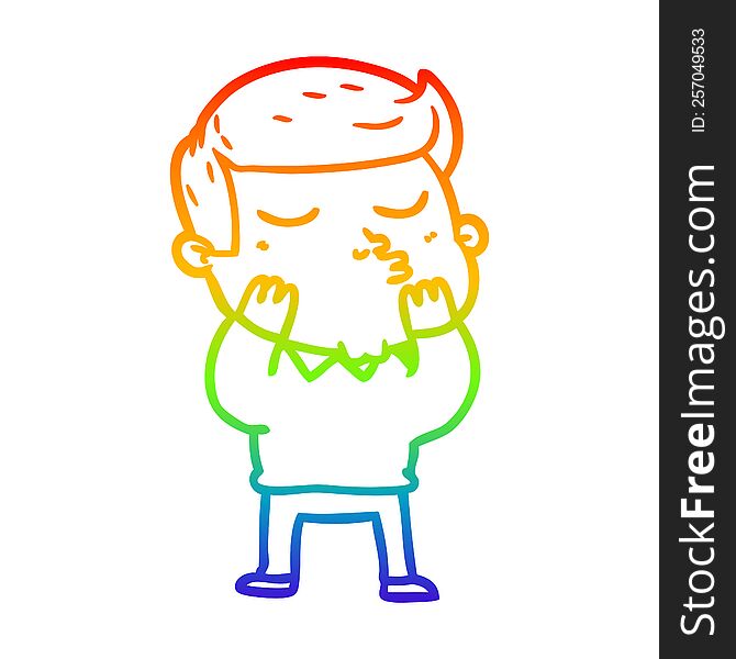 Rainbow Gradient Line Drawing Cartoon Model Guy Pouting