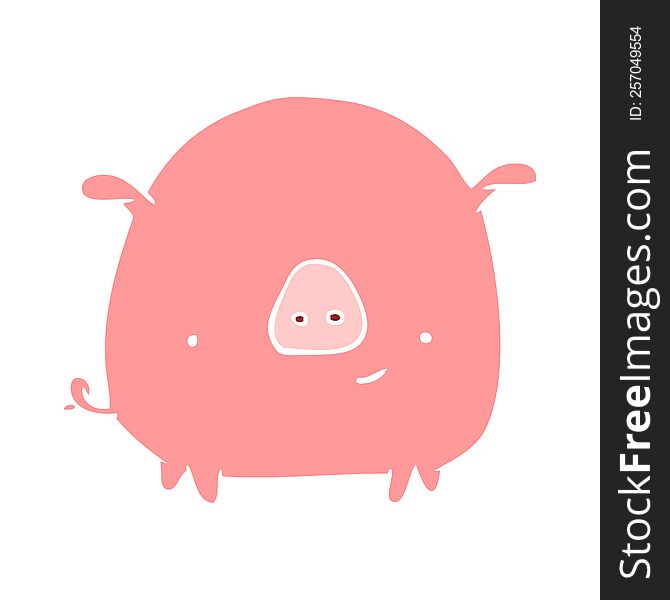 Flat Color Style Cartoon Happy Pig