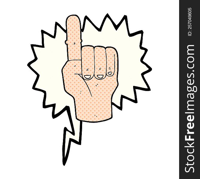 freehand drawn comic book speech bubble cartoon pointing finger
