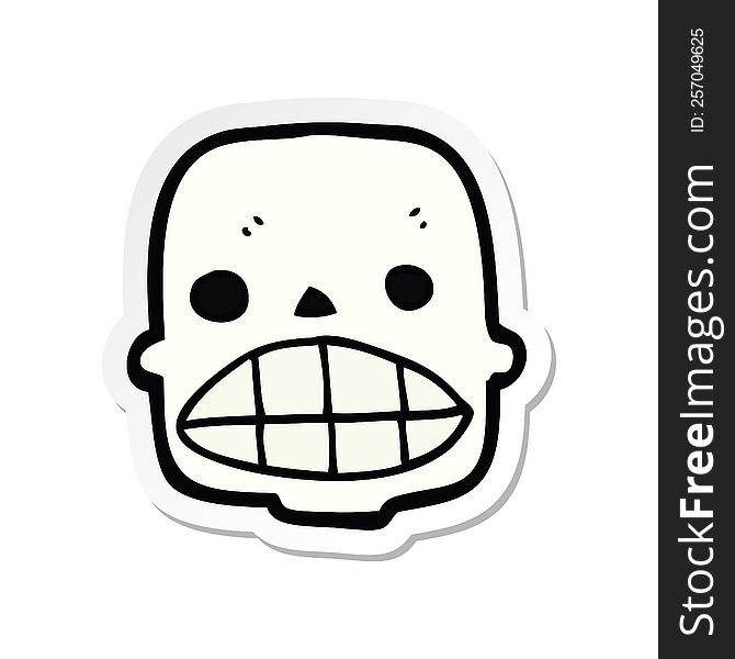 Sticker Of A Cartoon Skull