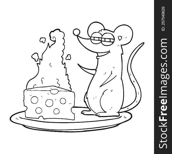 black and white cartoon mouse with cheese