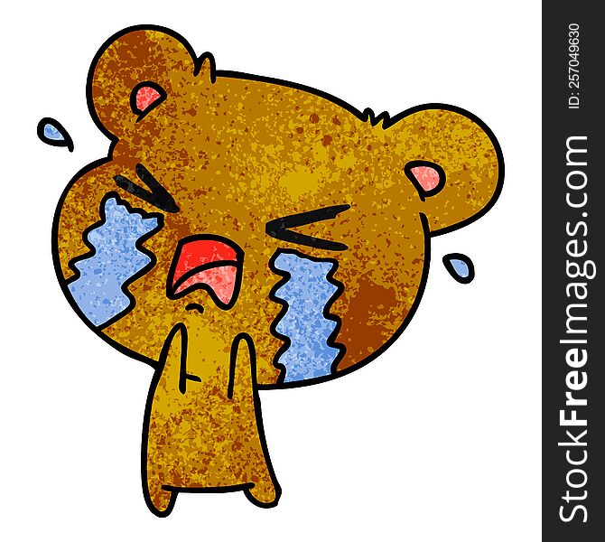 Textured Cartoon Of A Cute Crying Bear