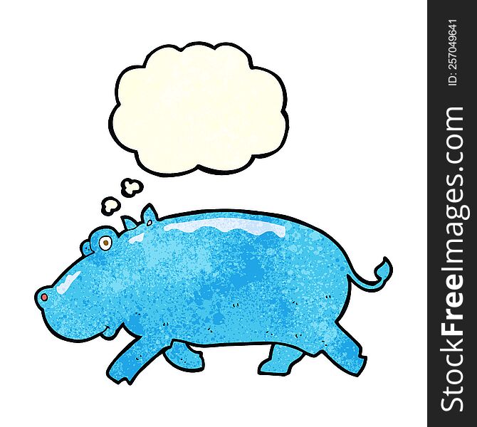 cartoon hippopotamus with thought bubble