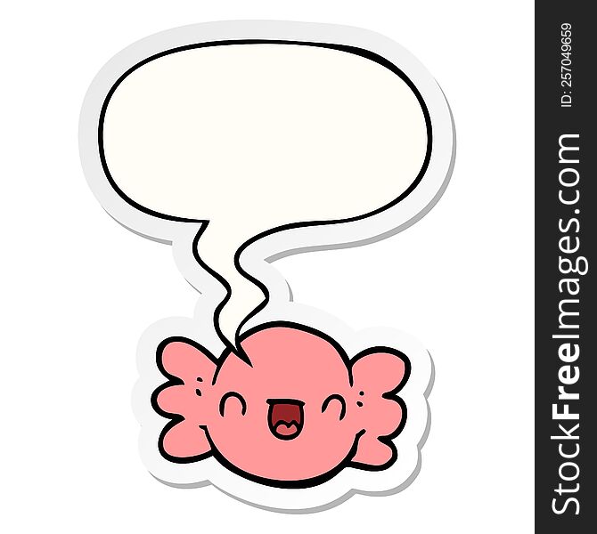 Cartoon Wrapped Candy And Speech Bubble Sticker