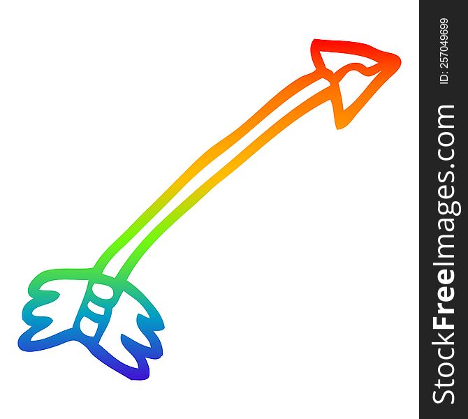 Rainbow Gradient Line Drawing Cartoon Flying Arrow