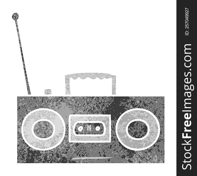 retro cartoon doodle of a retro cassette player