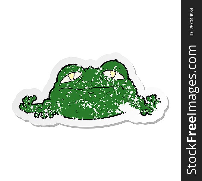 distressed sticker of a cartoon ugly frog