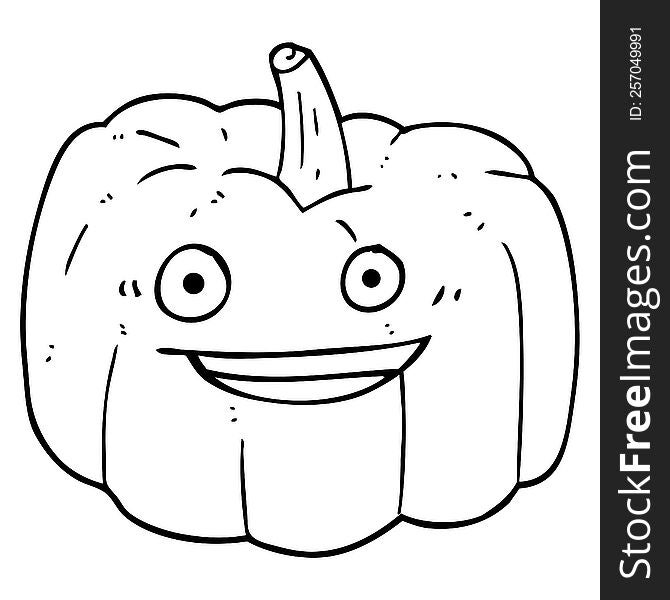 black and white cartoon halloween pumpkin