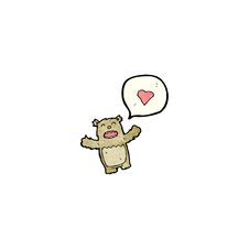 Cartoon Teddy Bear With Love Heart Royalty Free Stock Photo