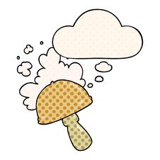 Free Cartoon Mushroom With Spore Cloud And Thought Bubble In Comic Book Style Stock Image - 257051491