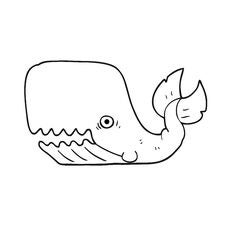 Black And White Cartoon Angry Whale Stock Photo