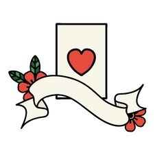 Tattoo With Banner Of The Ace Of Hearts Royalty Free Stock Photos